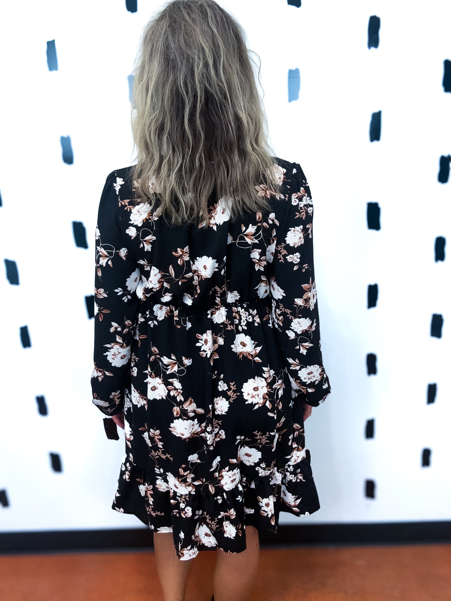 Black Floral Babydoll Dress