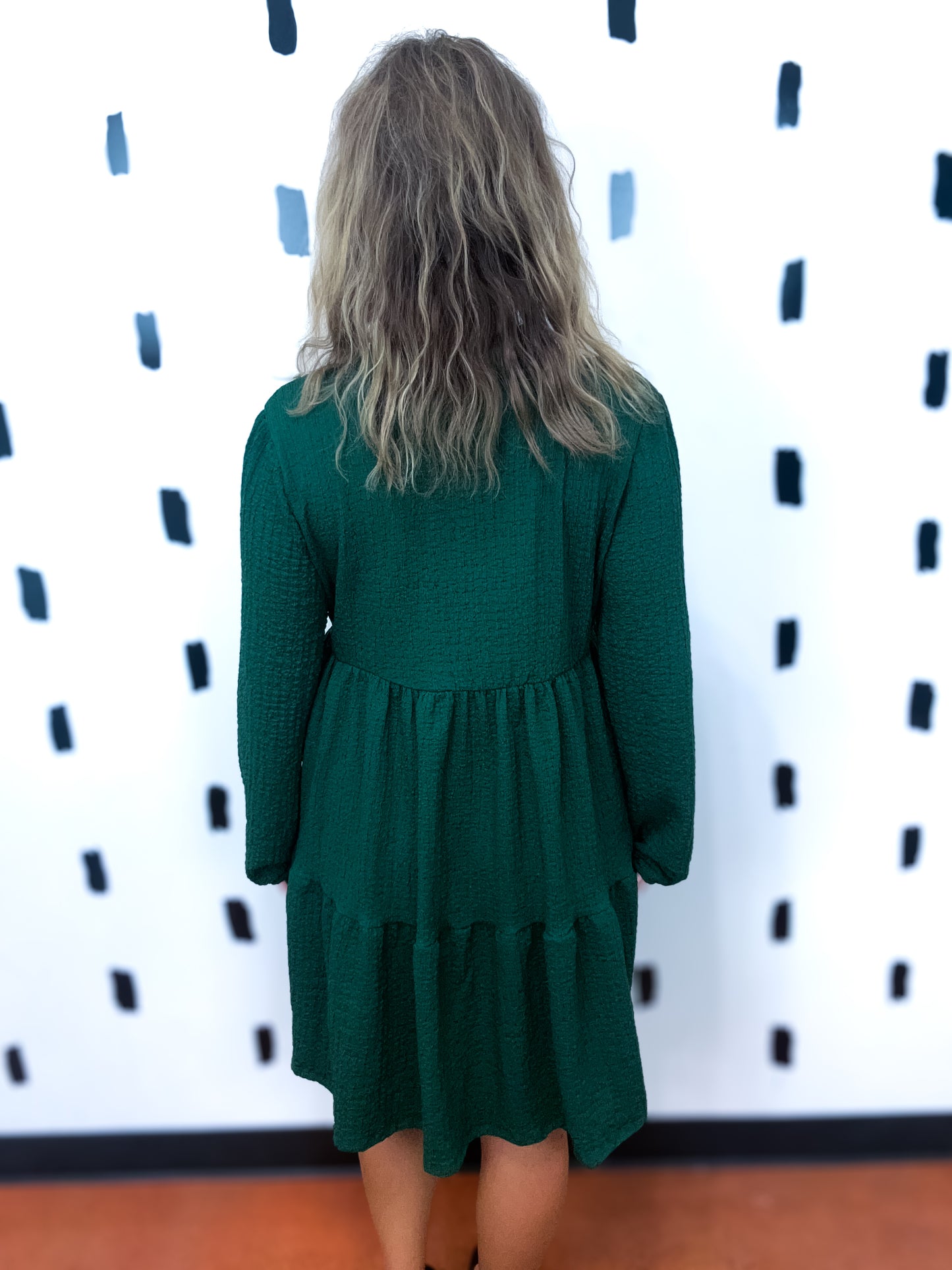 Hunter Green Long Sleeve Collar Dress