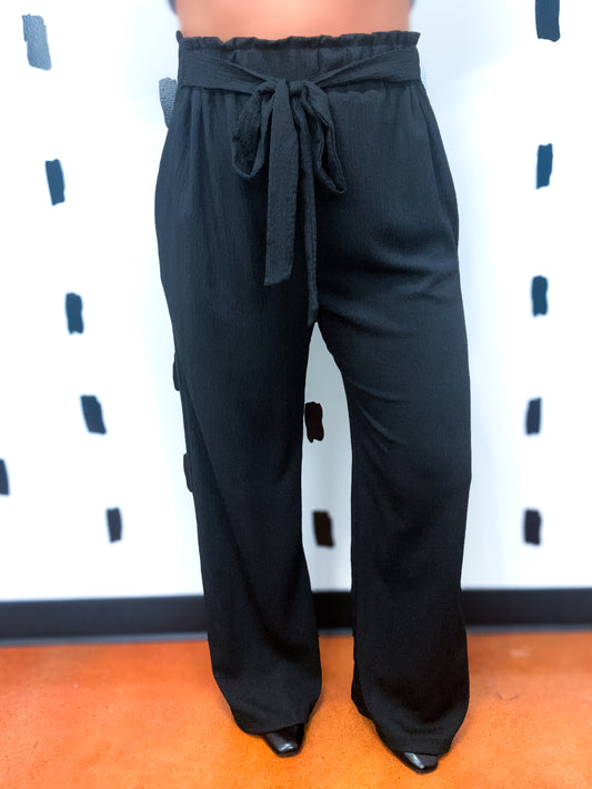 Black Solid Pants