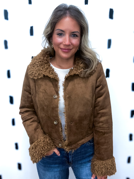 Camel Inside Fur Short Jacket