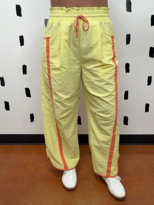 Yellow/Orange Sporty Stripe Wide Leg Pants