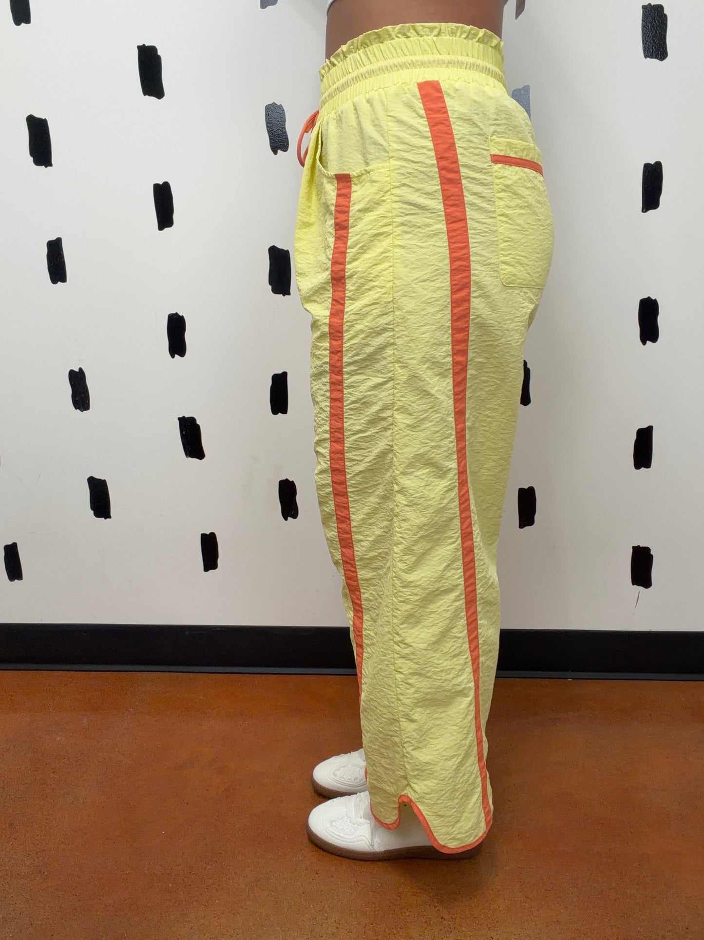 Yellow/Orange Sporty Stripe Wide Leg Pants