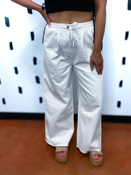 White Wide Leg Denim Pants