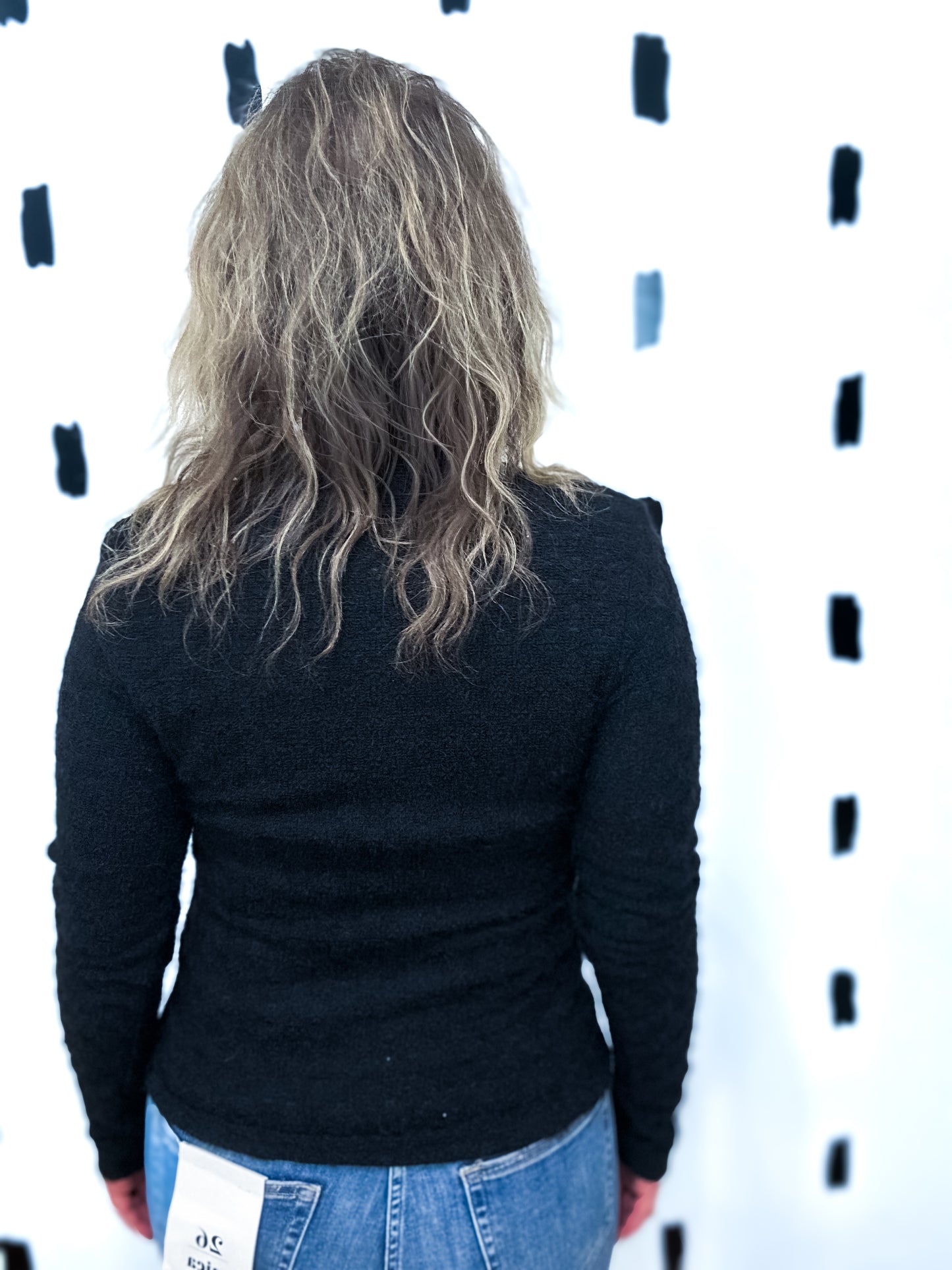 Black Brushed Stretch Lace Turtle Neck Top