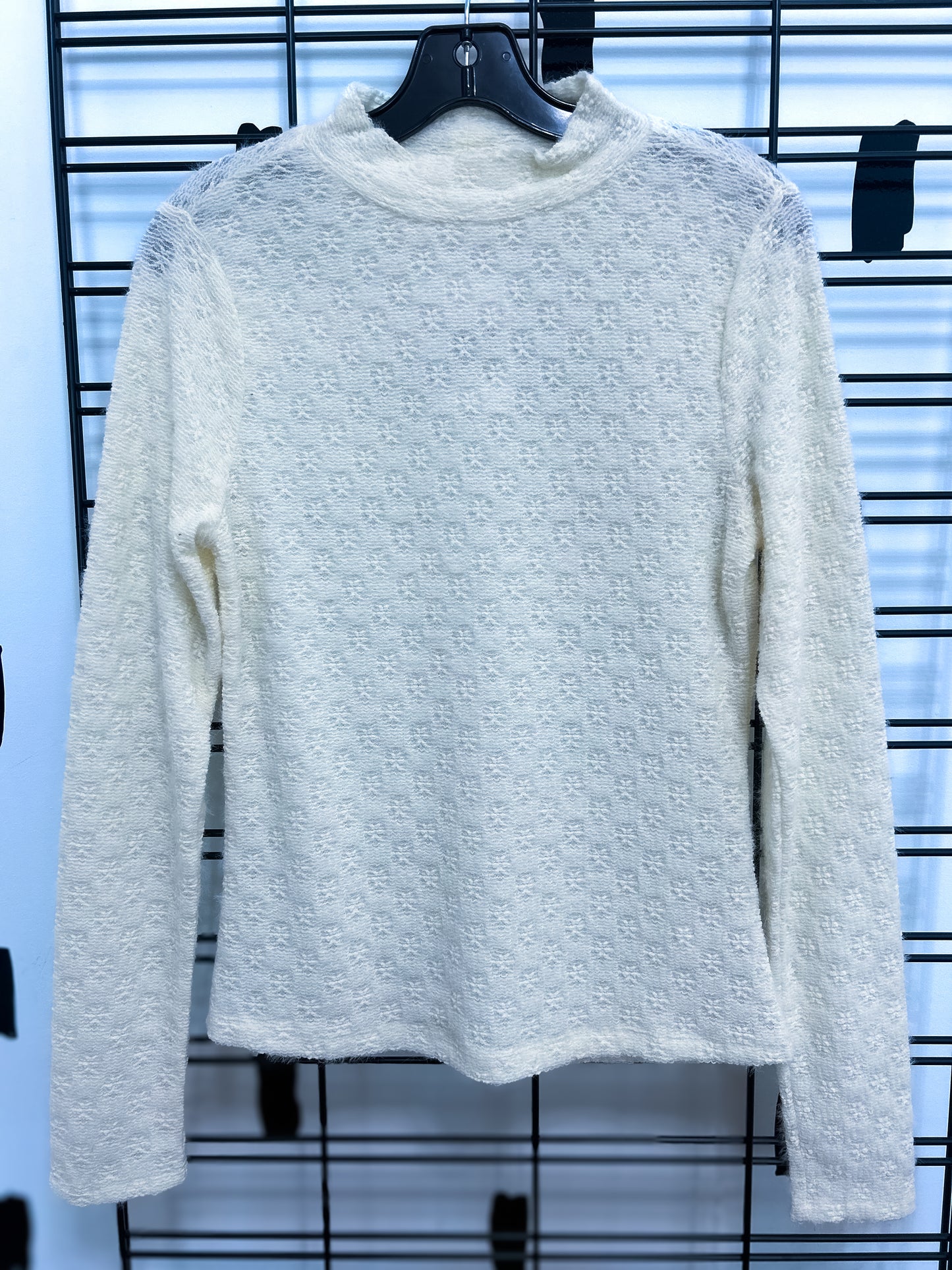 Black Brushed Stretch Lace Turtle Neck Top