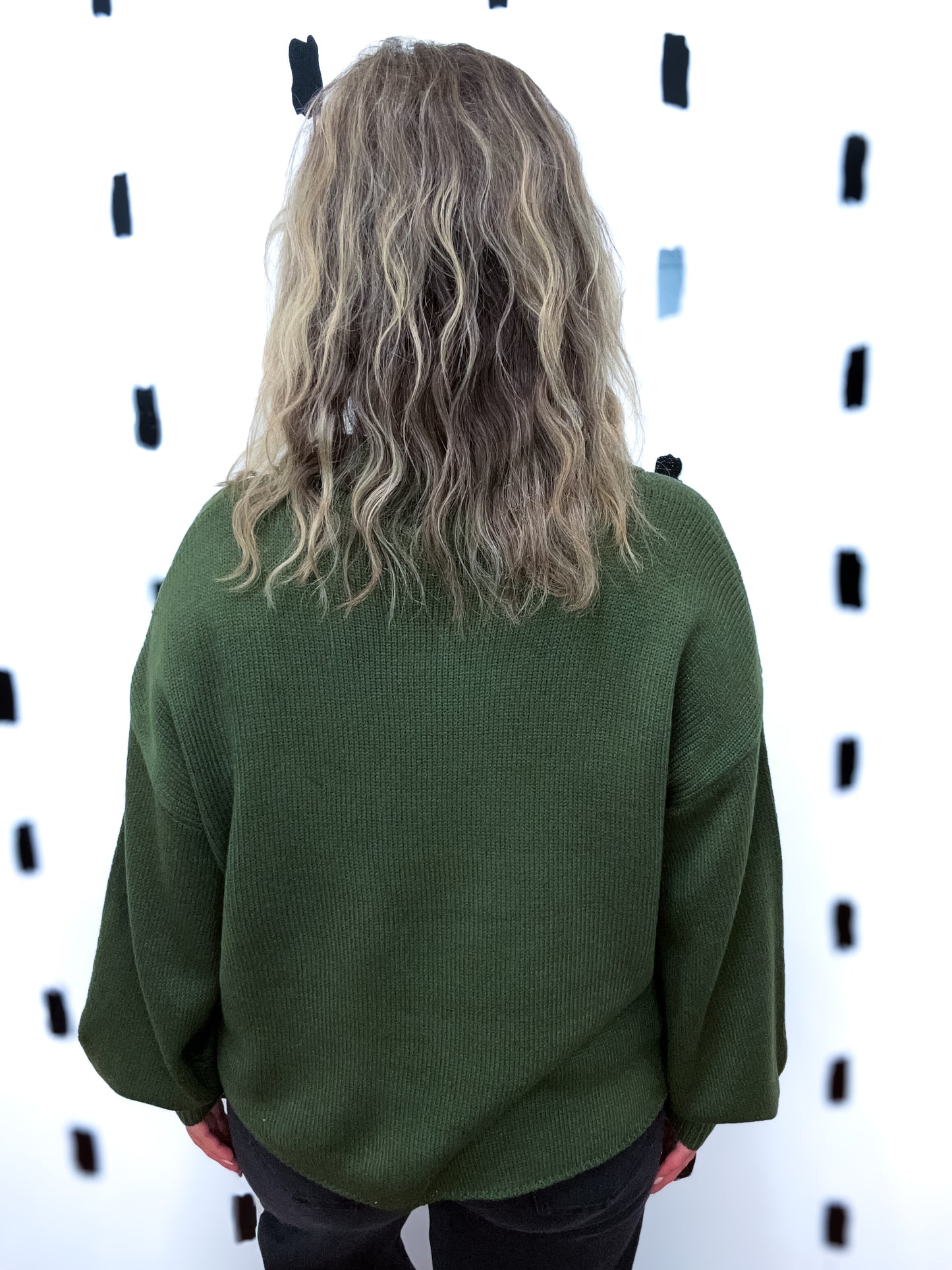 Olive Collar Long Sleeve Sweater