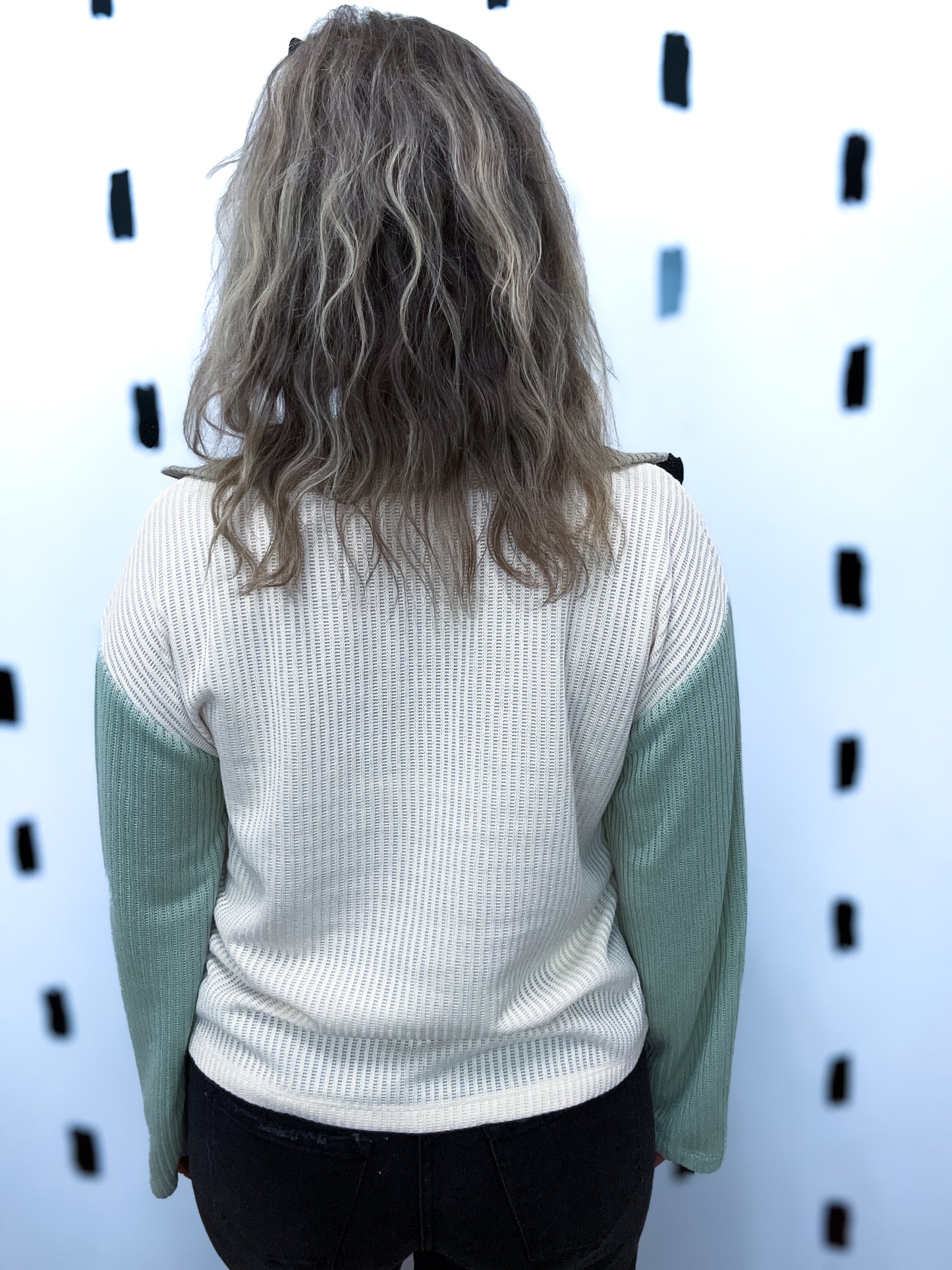 Natural/Tea/Tan Funnel Neck Half Zip Top