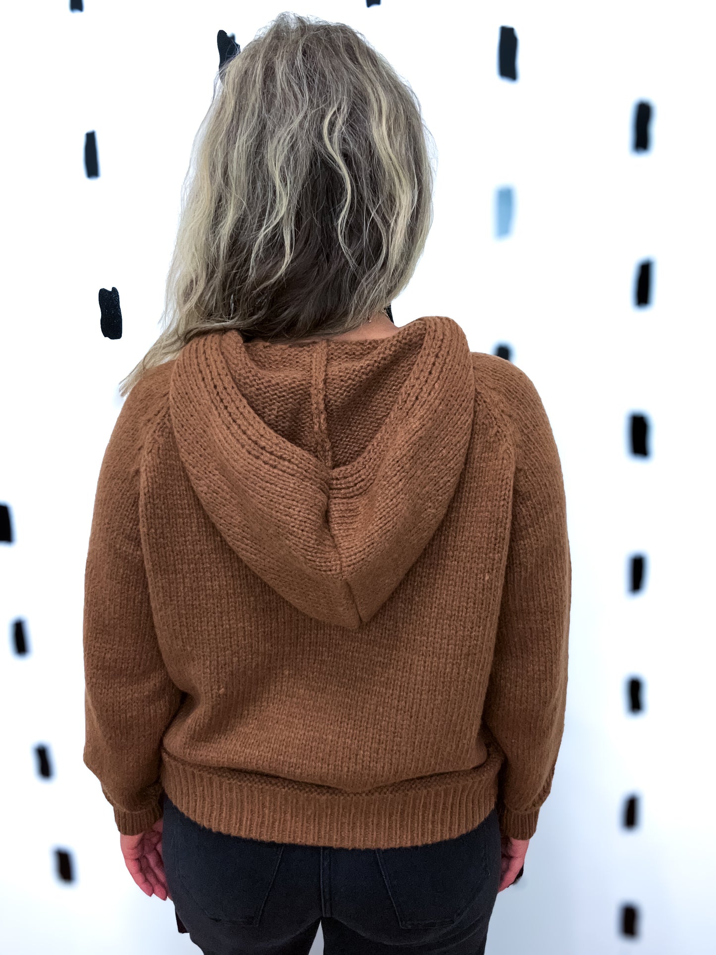 Caramel Hoodie Braided Detail Sweater