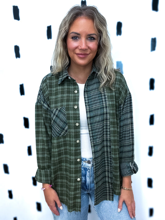 Olive Kambrie Plaid Flannel Shirt