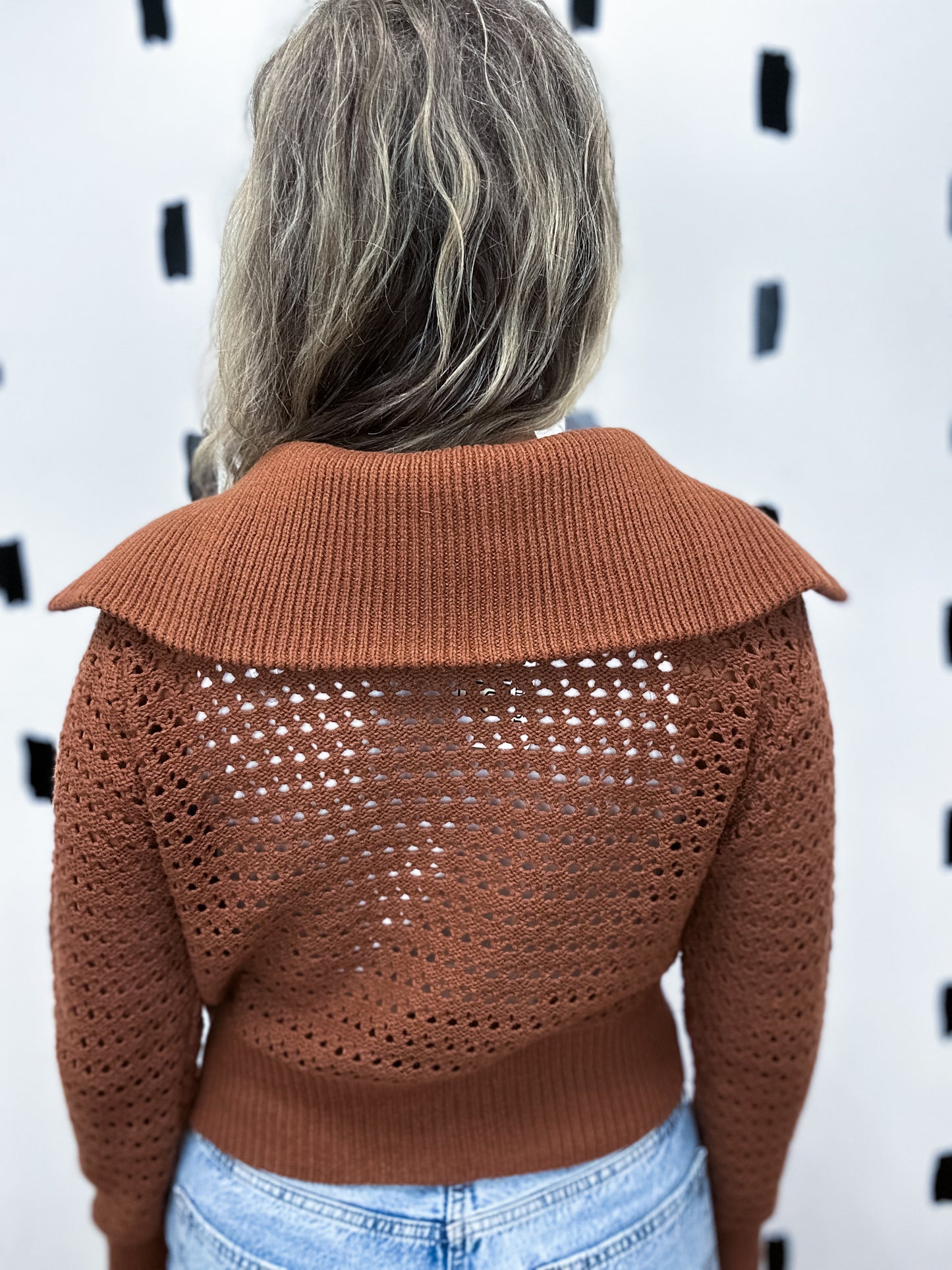 Caramel Zip-Up Knit Sweater