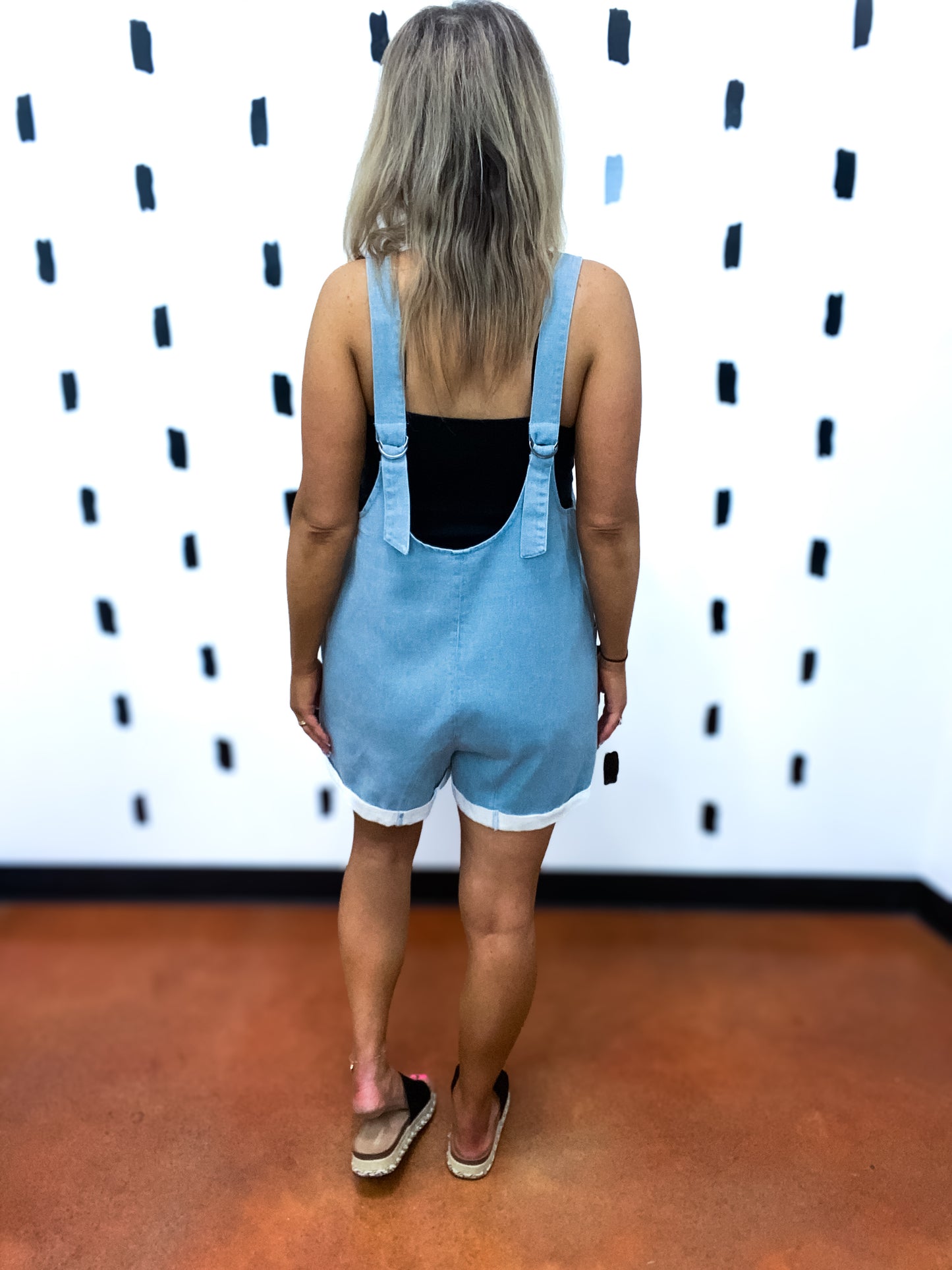 Light Blue V-Neck Pocket Detail Romper