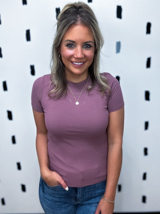 Essential Short Sleeve Micro Ribbed Top