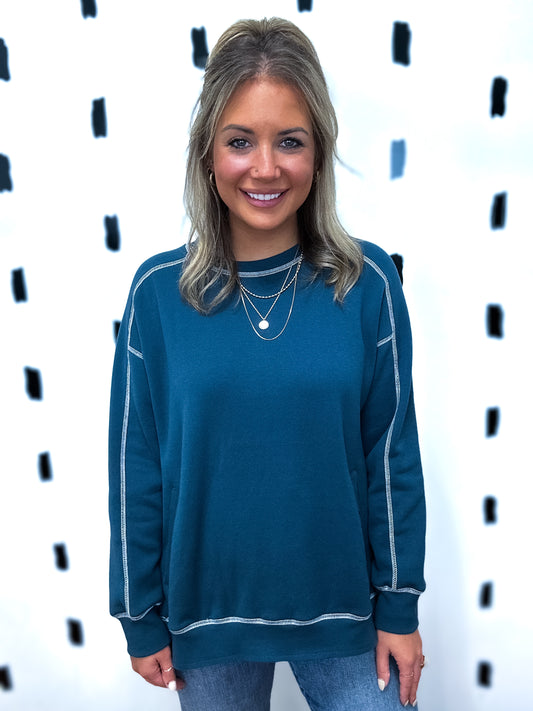Midnight/Ivory Stitchline Boxy Sweatshirt