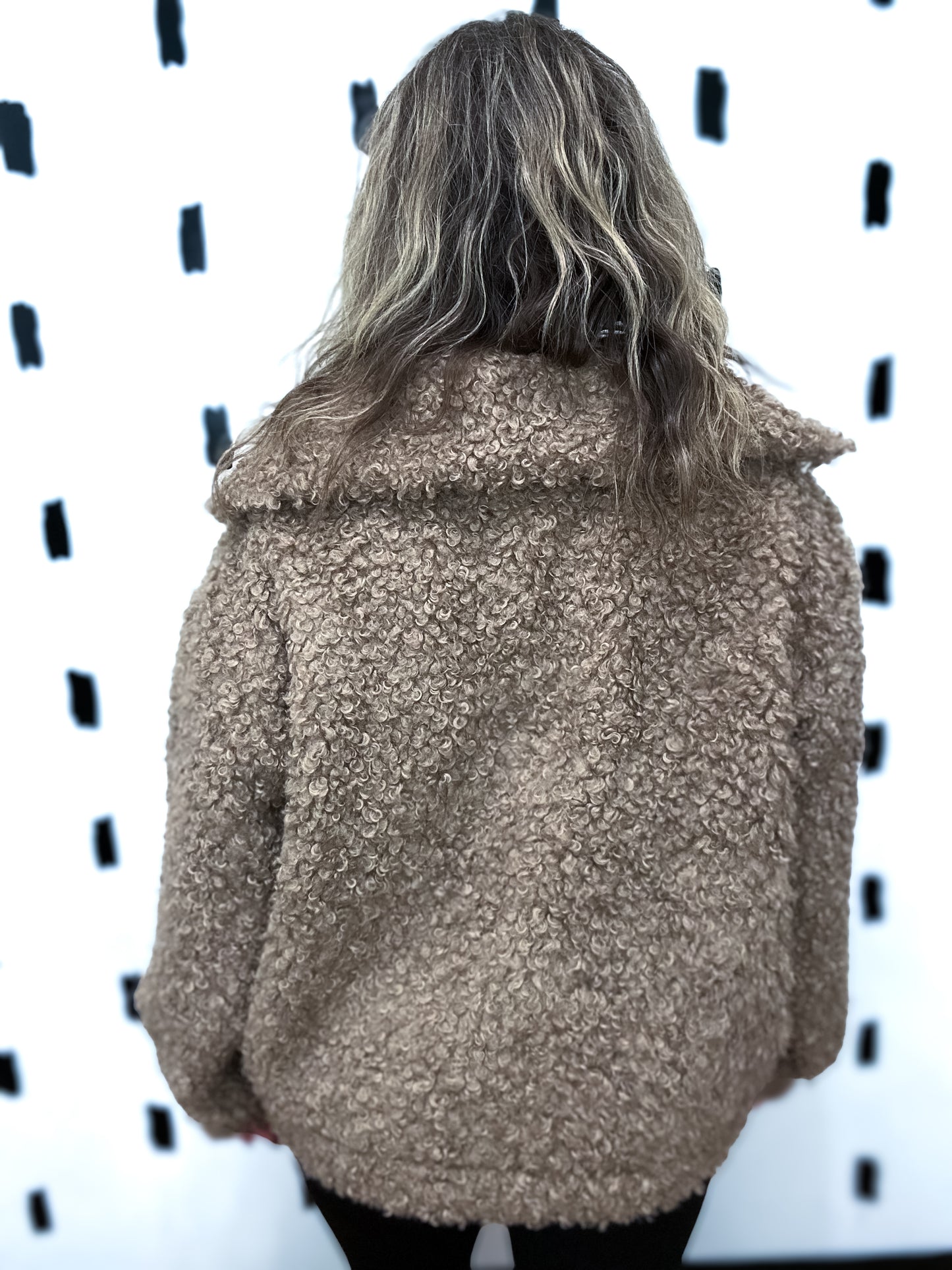 Taupe Teddy Half Zip Up Top