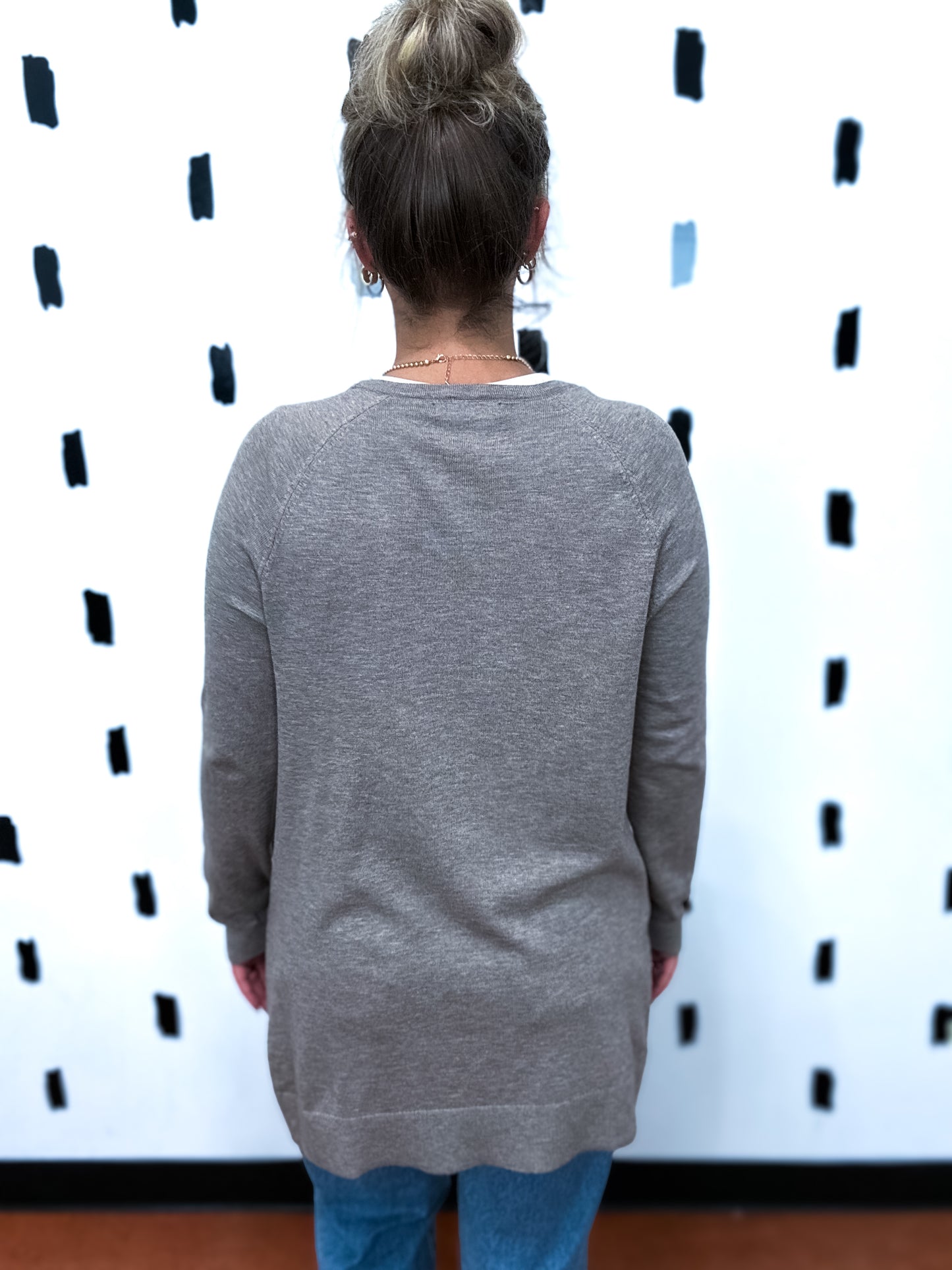 H.Taupe Open Sweater Cardigan