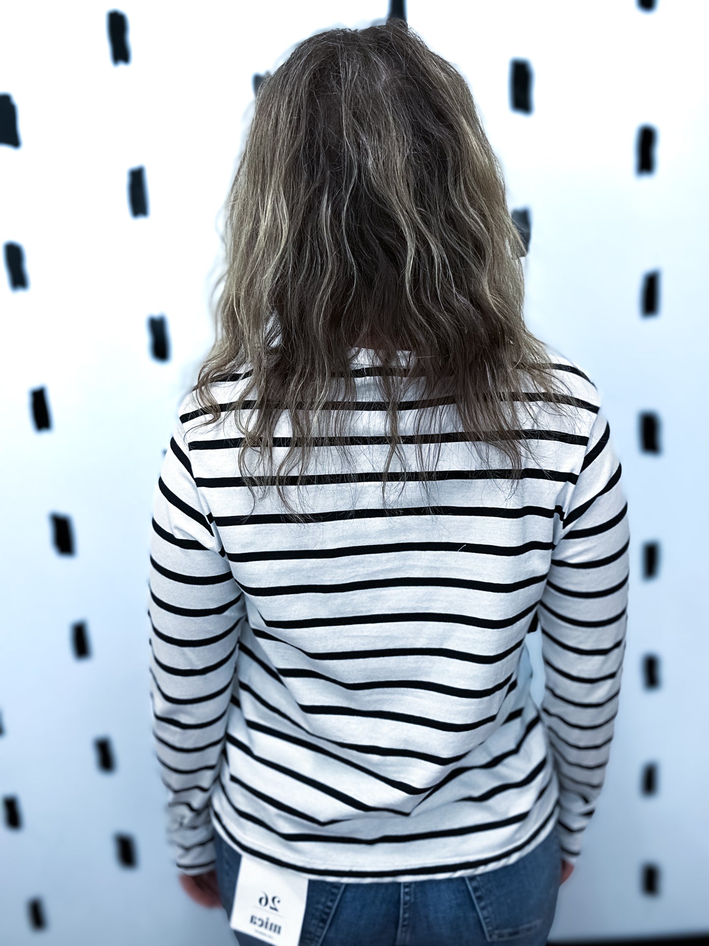 Black/Ivory Long Sleeve Stripe Top