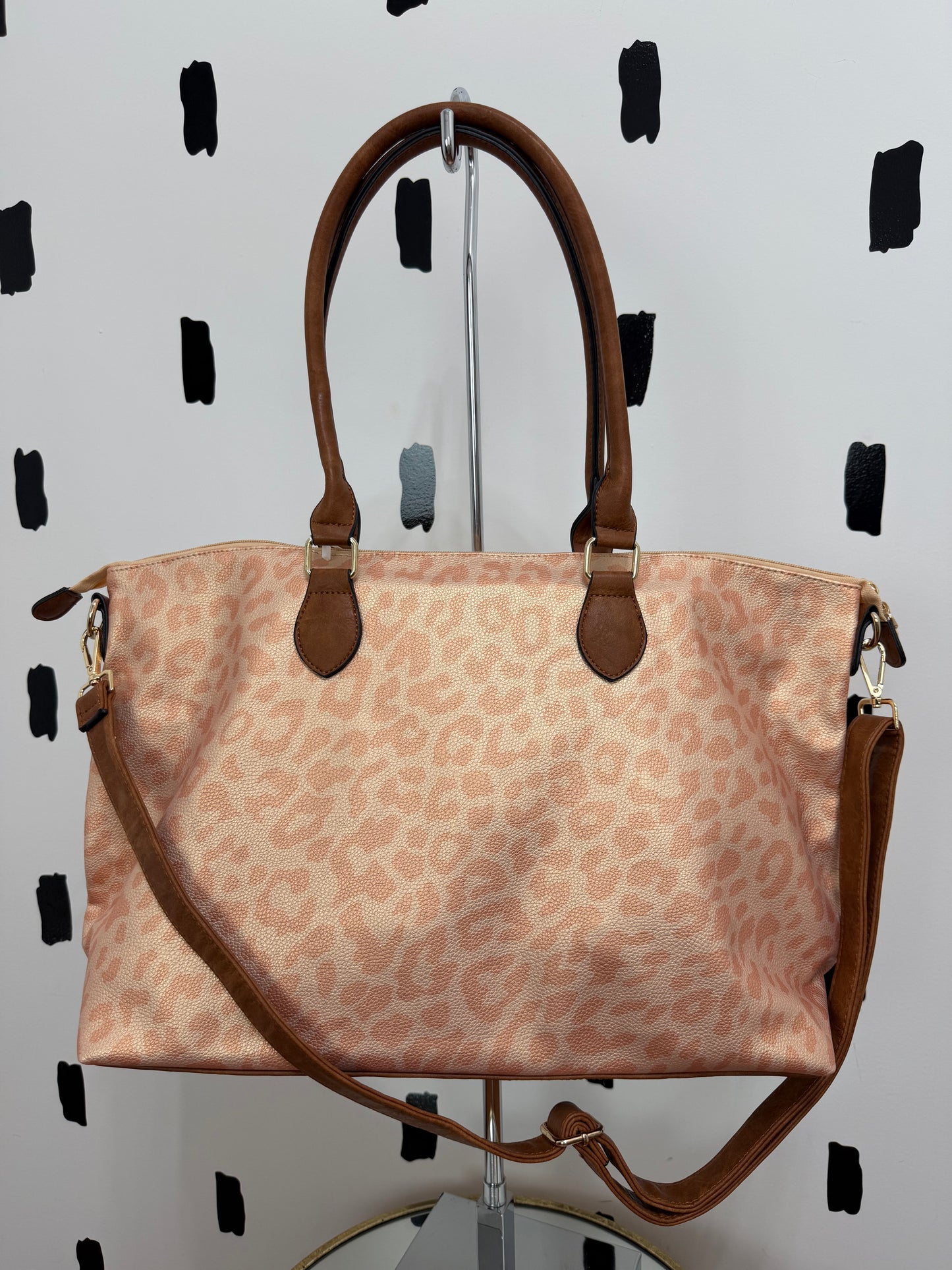 Peach Leopard Weekender Bag