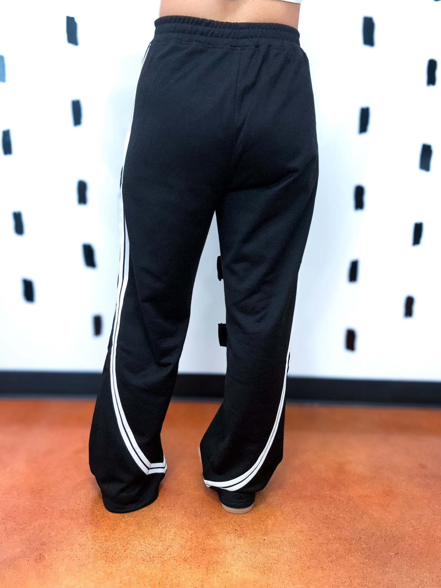 Black Side Striped Wide Leg Pants