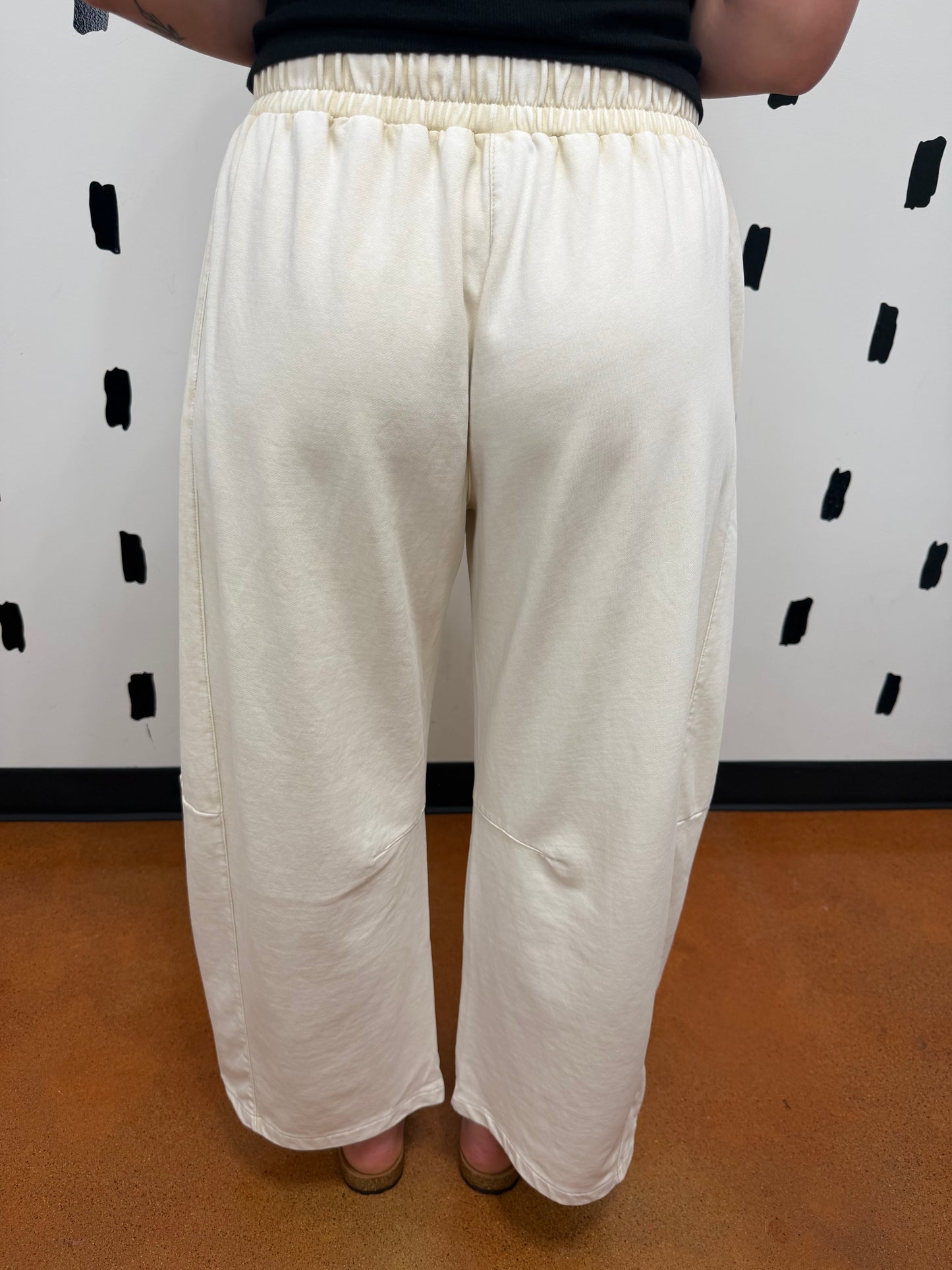 Cream Mineral Wash Crochet Patch Pants