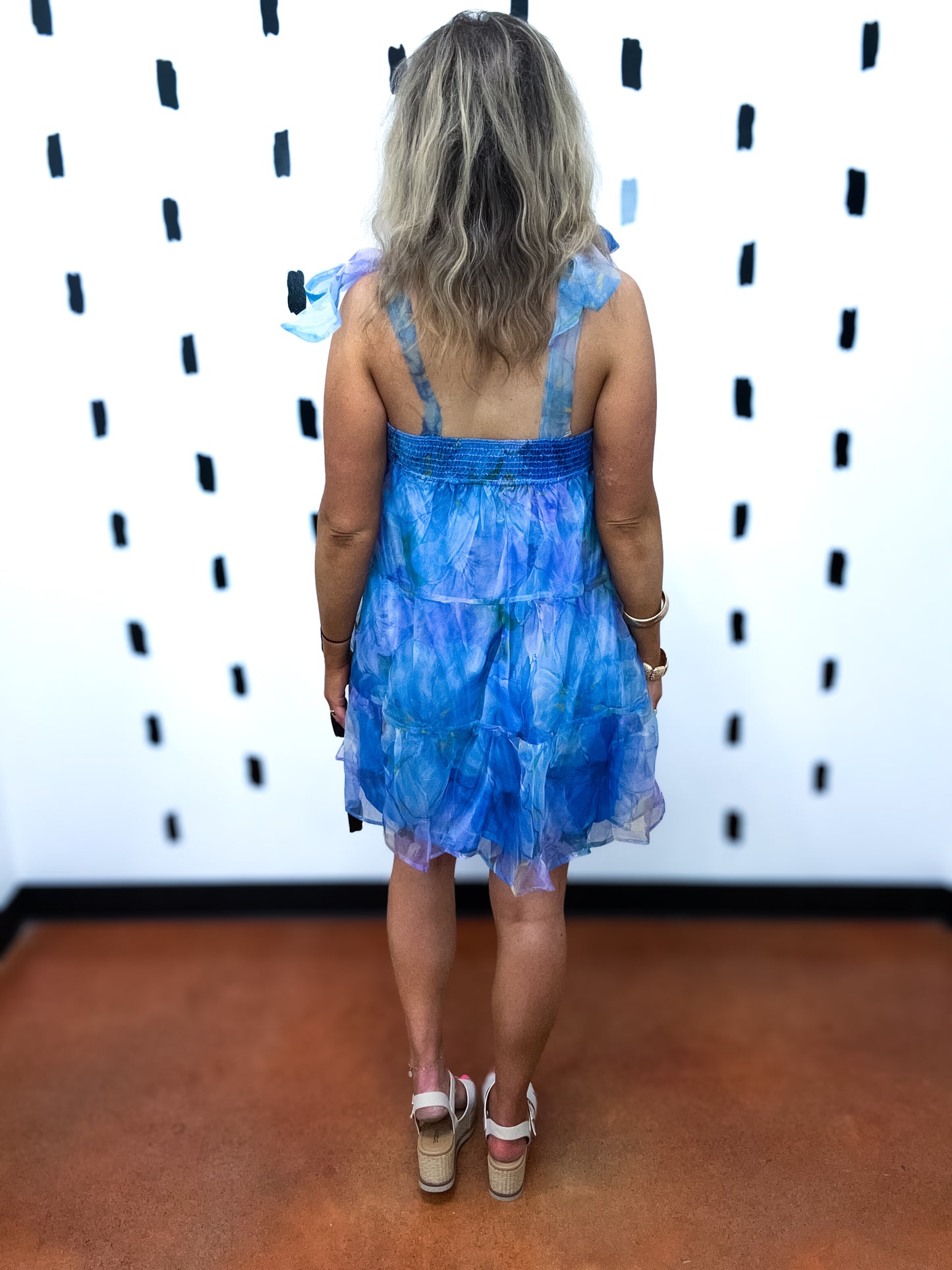 Blue Watercolor Tiered Dress