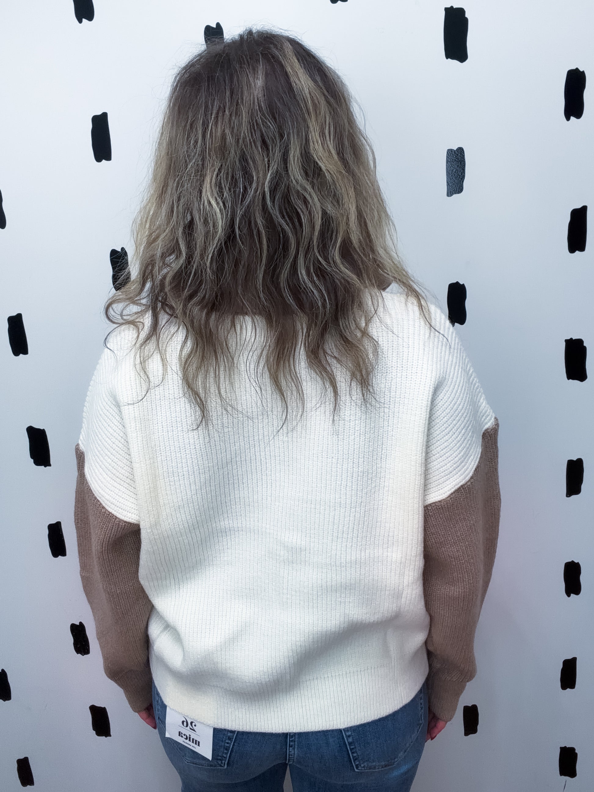 Ivory/Taupe Half Zip Sweater - Boss Boutique