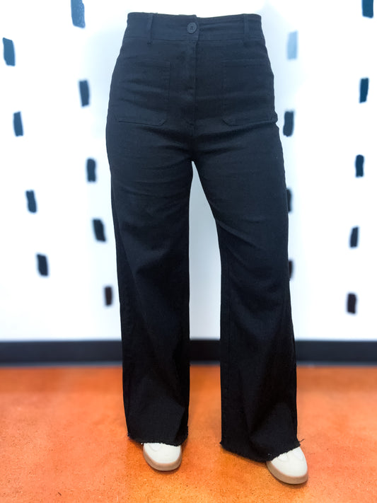Black Wide Leg High Waisted Pants