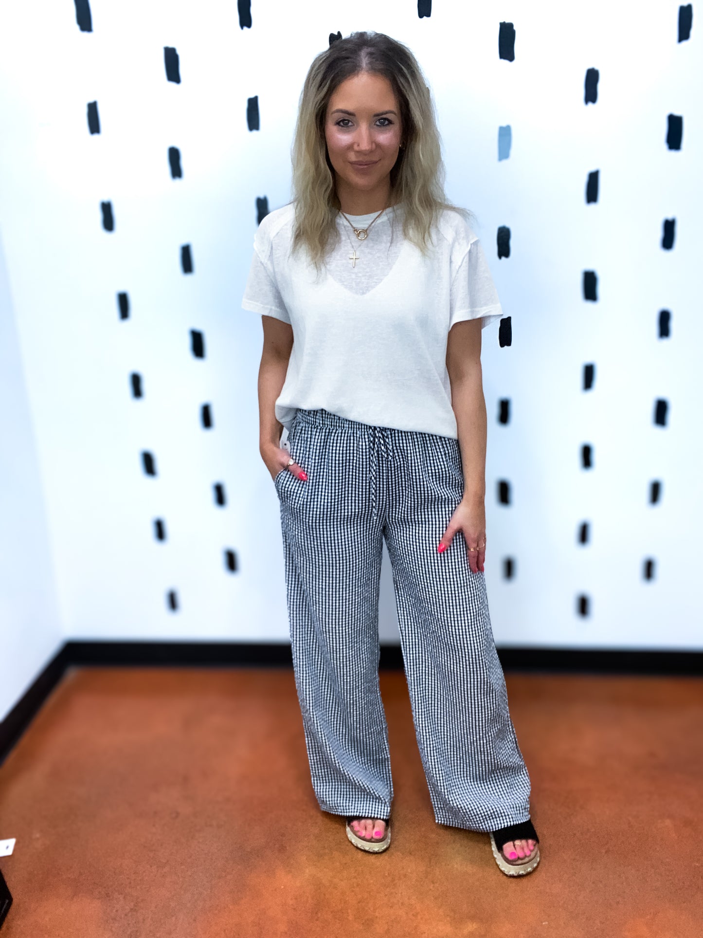 Black/White Gingham Boxer Pants