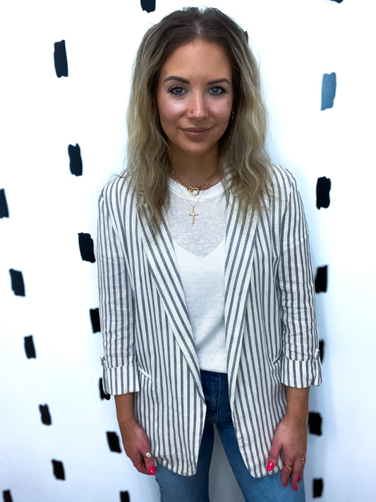 Grey/White Stripe Blazer