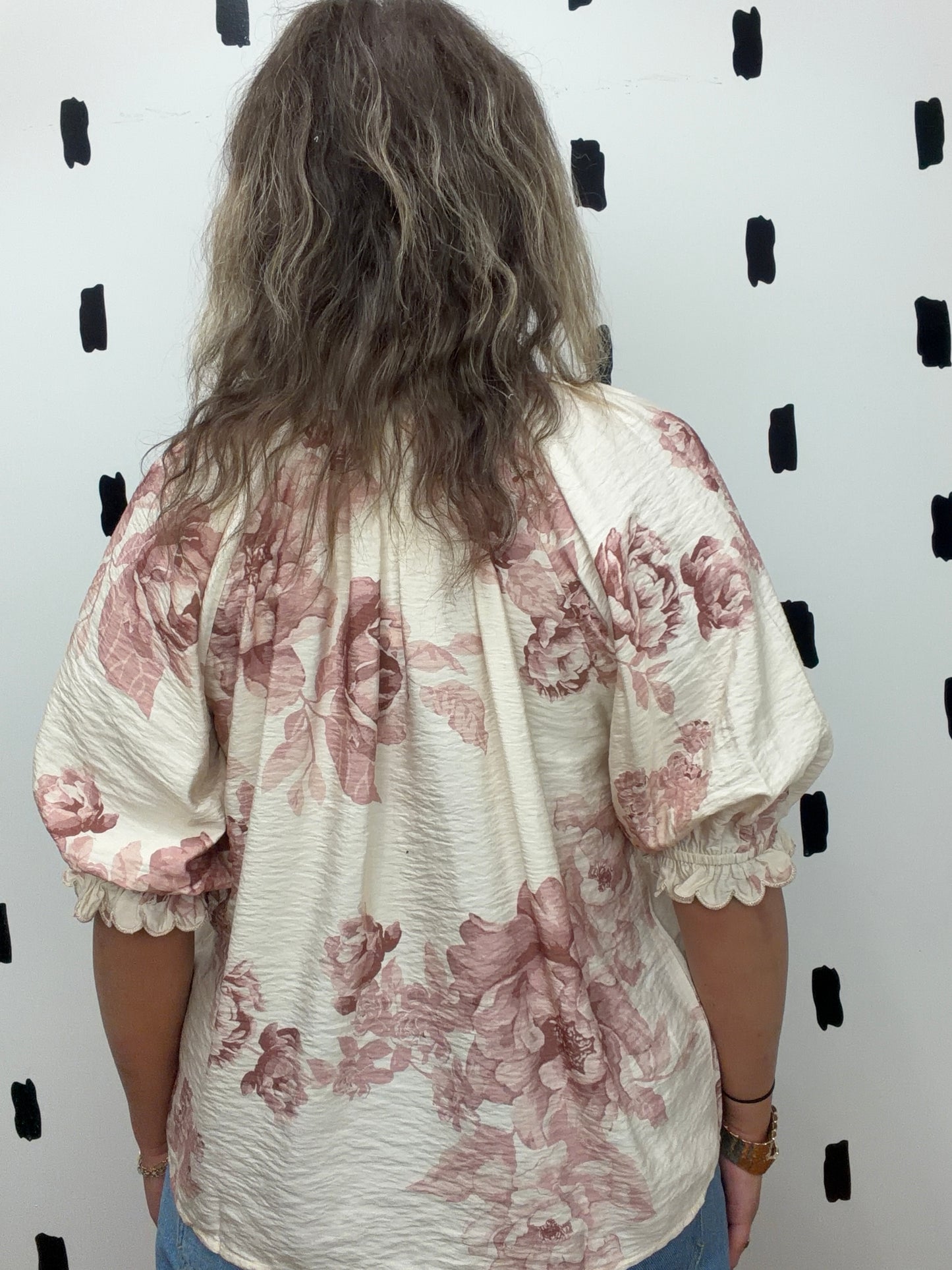 Cream/Mauve Soft Floral Blouse