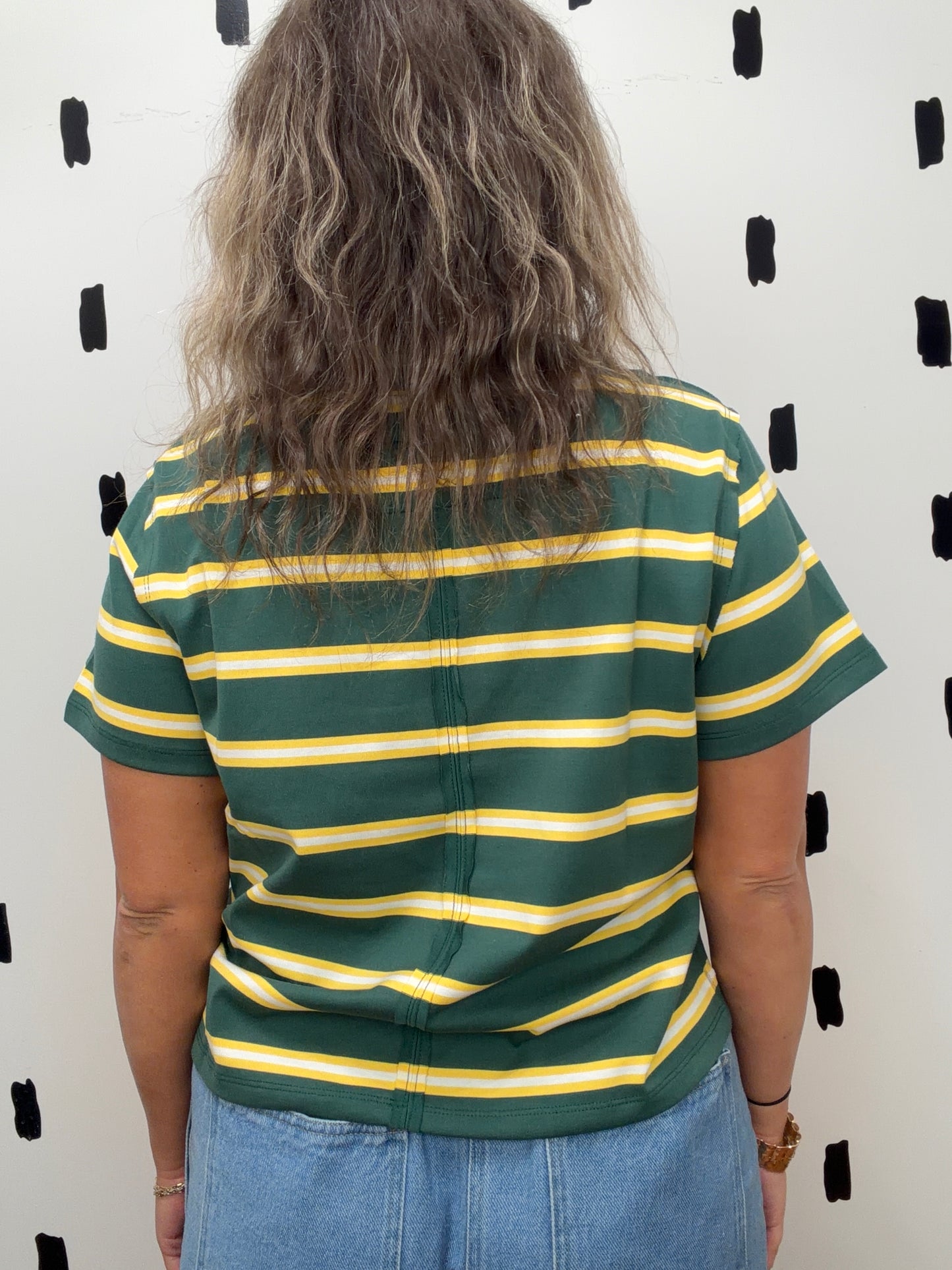 Green/Yellow Striped Short Sleeve Top