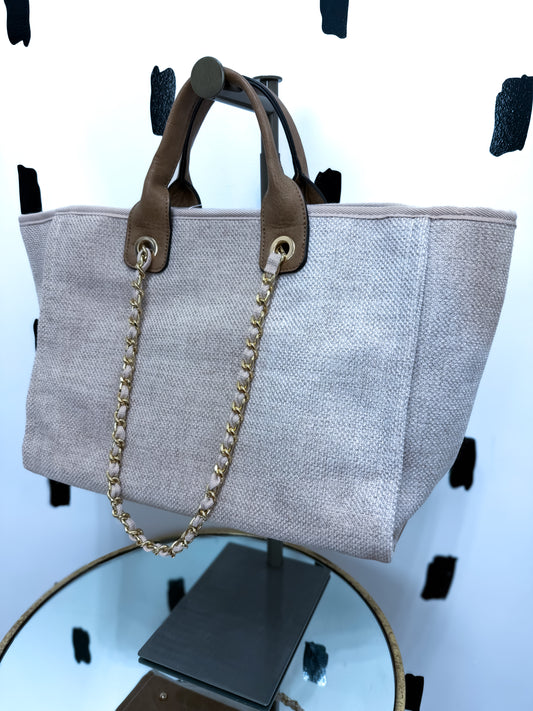 Canvas Satchel Chain Strap Bag