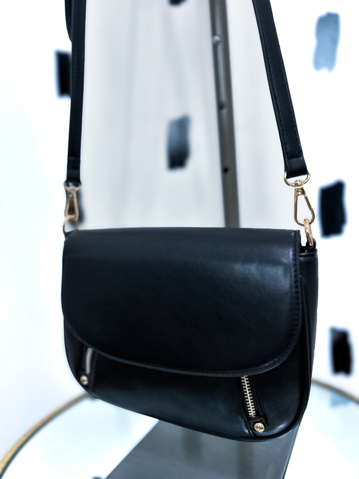 Black Zipper Crossbody