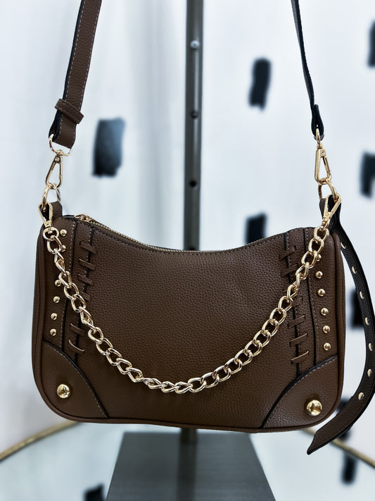 Brown Gold Chain Crossbody