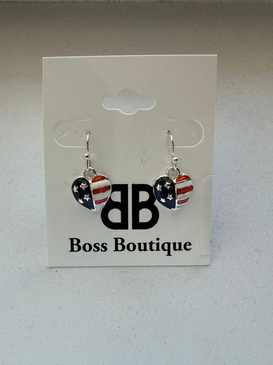 Flag Heart Earrings