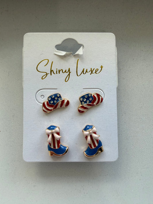 Flag Cowgirl Earring Set