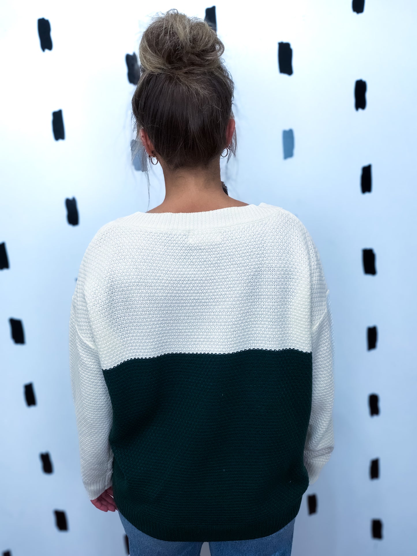 Dk.Green Colorblock Knit Sweater