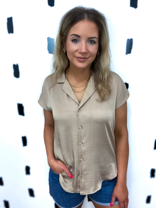Textured Button Down Blouse