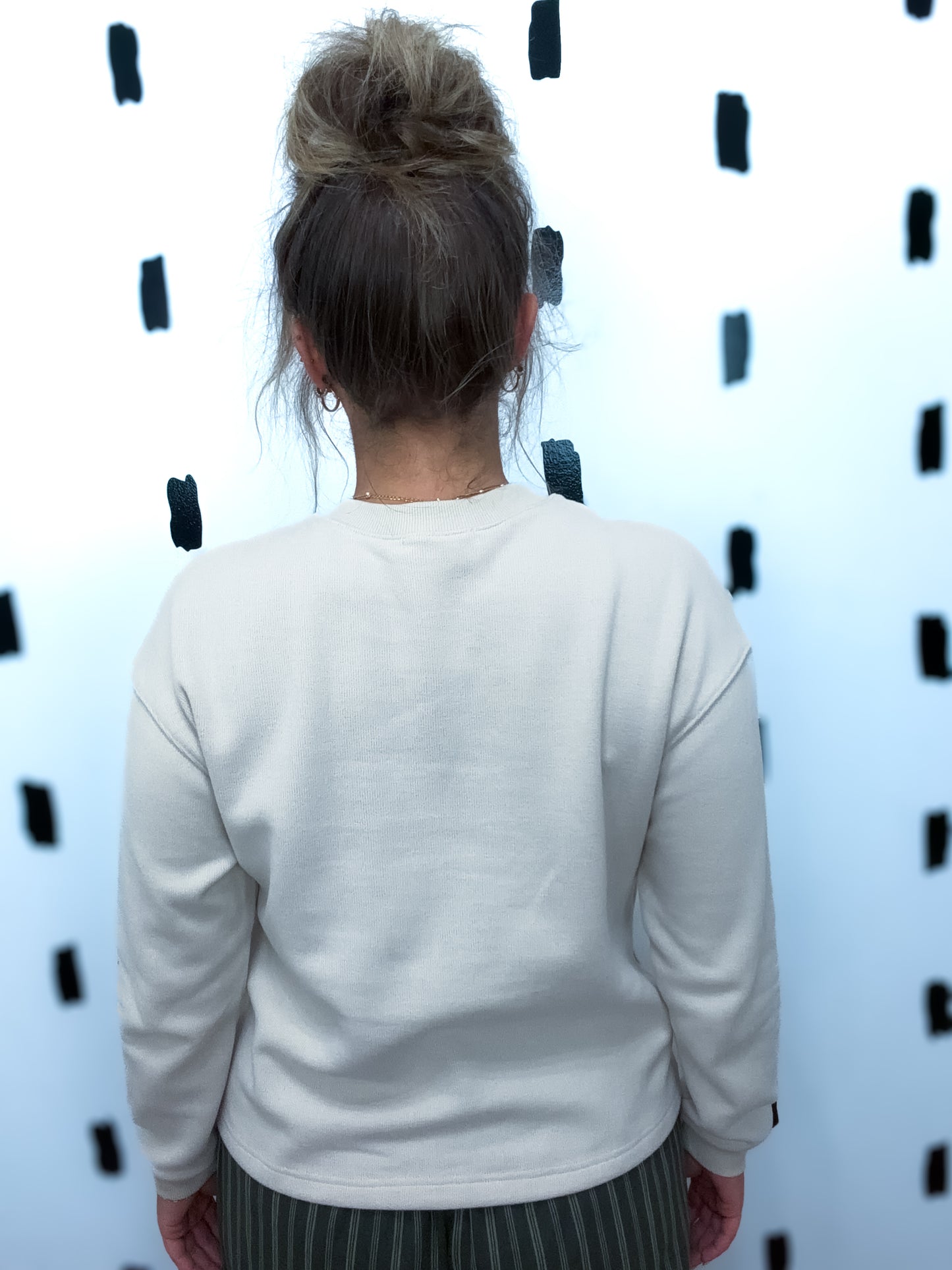 Beige Long Sleeve Round Neck Knit Top