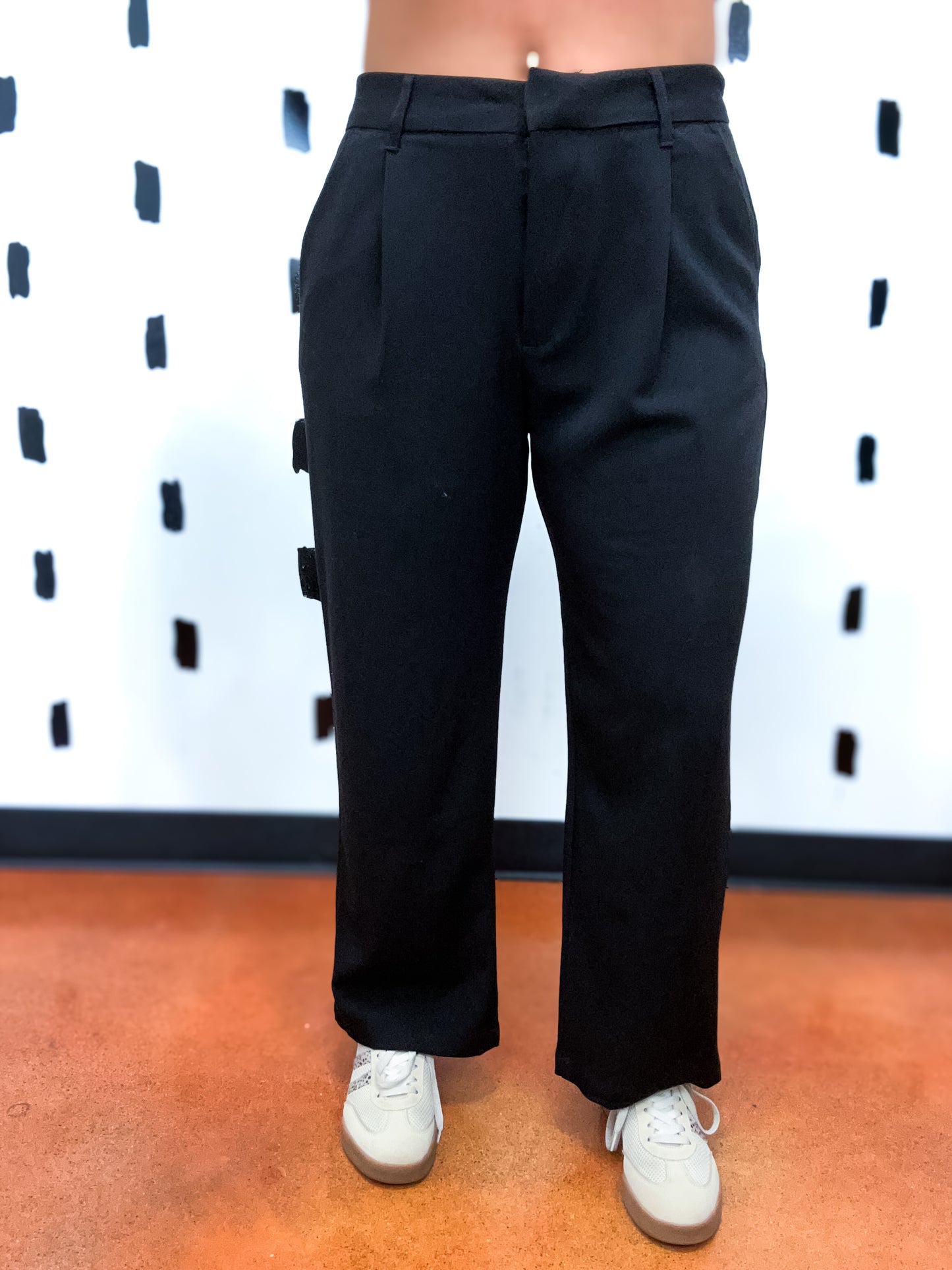 Black Front Pleat Dress Pants