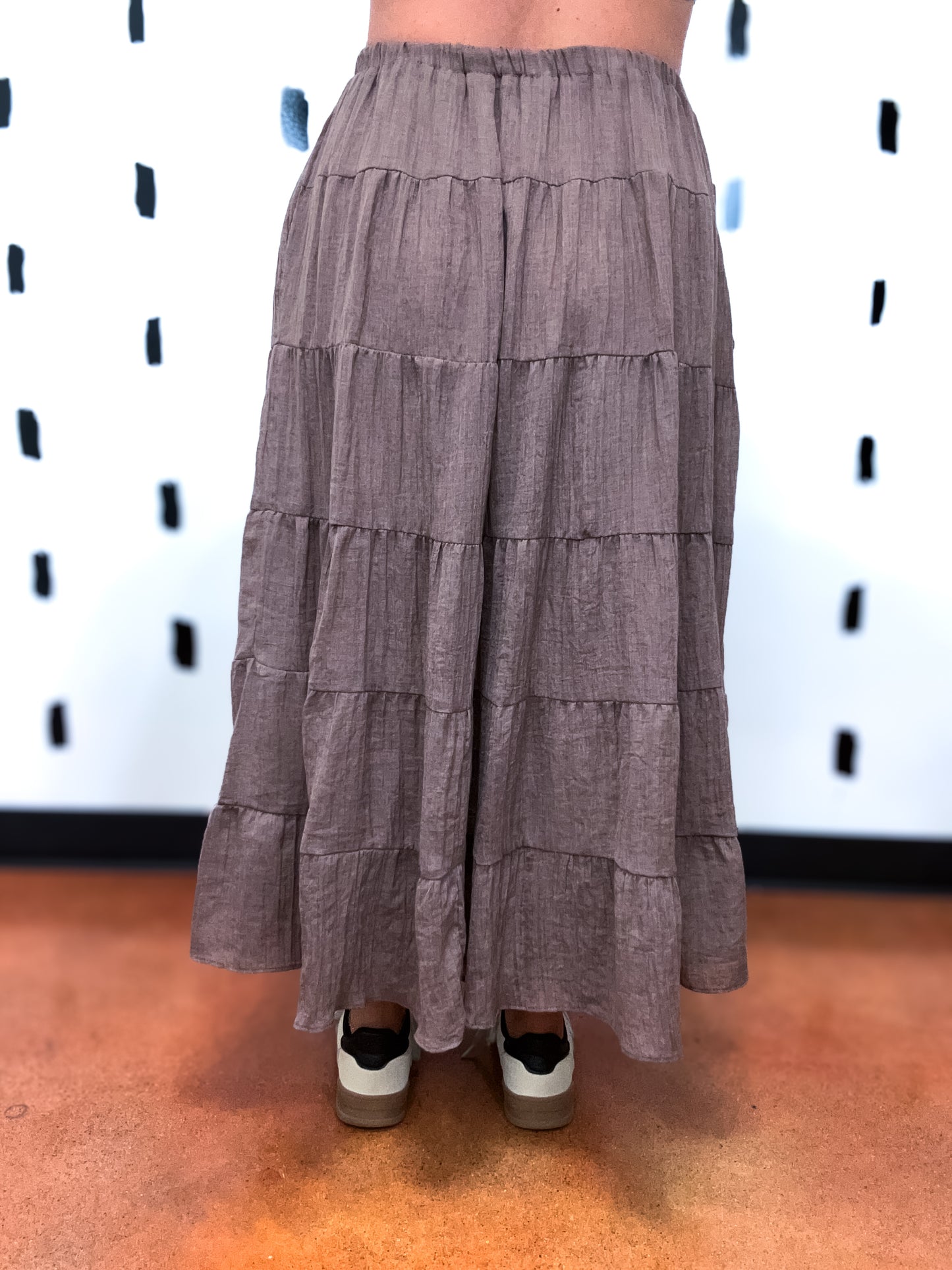 Lt.Chocolate Tiered Maxi Skirt