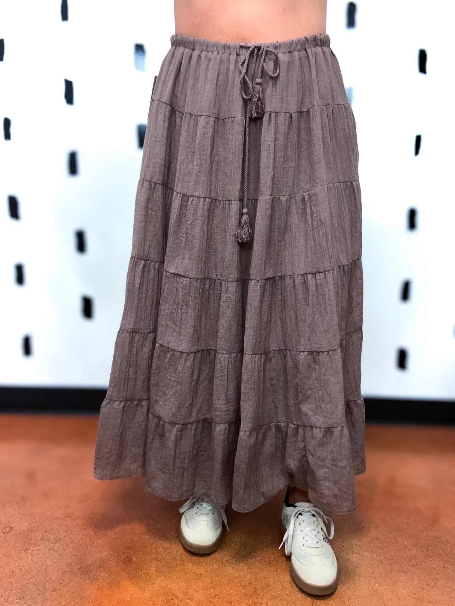 Lt.Chocolate Tiered Maxi Skirt