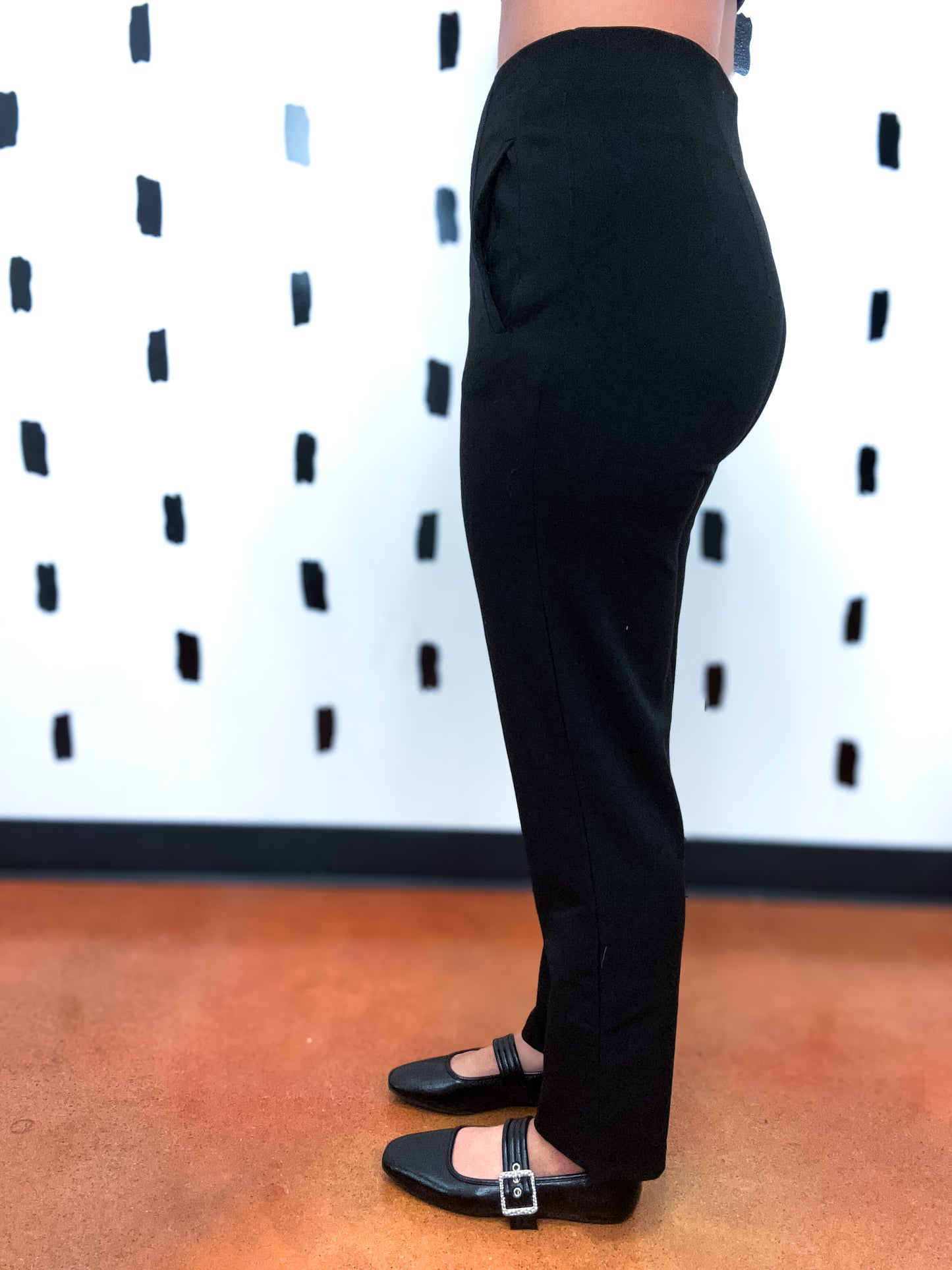 Black High Waist Pintuck Dress Pants