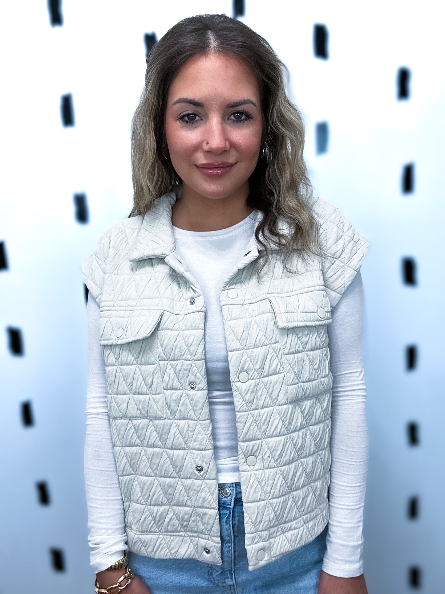 Oat Quilted Collar Pocket Vest - Boss Boutique