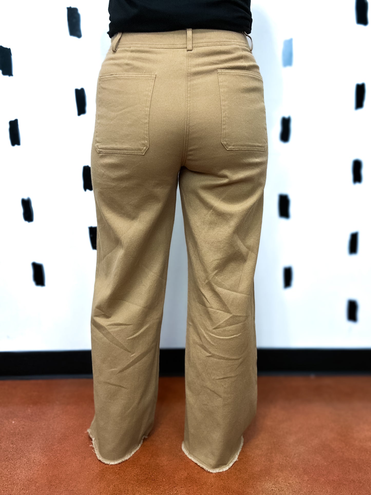 Sand Wide Leg High Waisted Pants