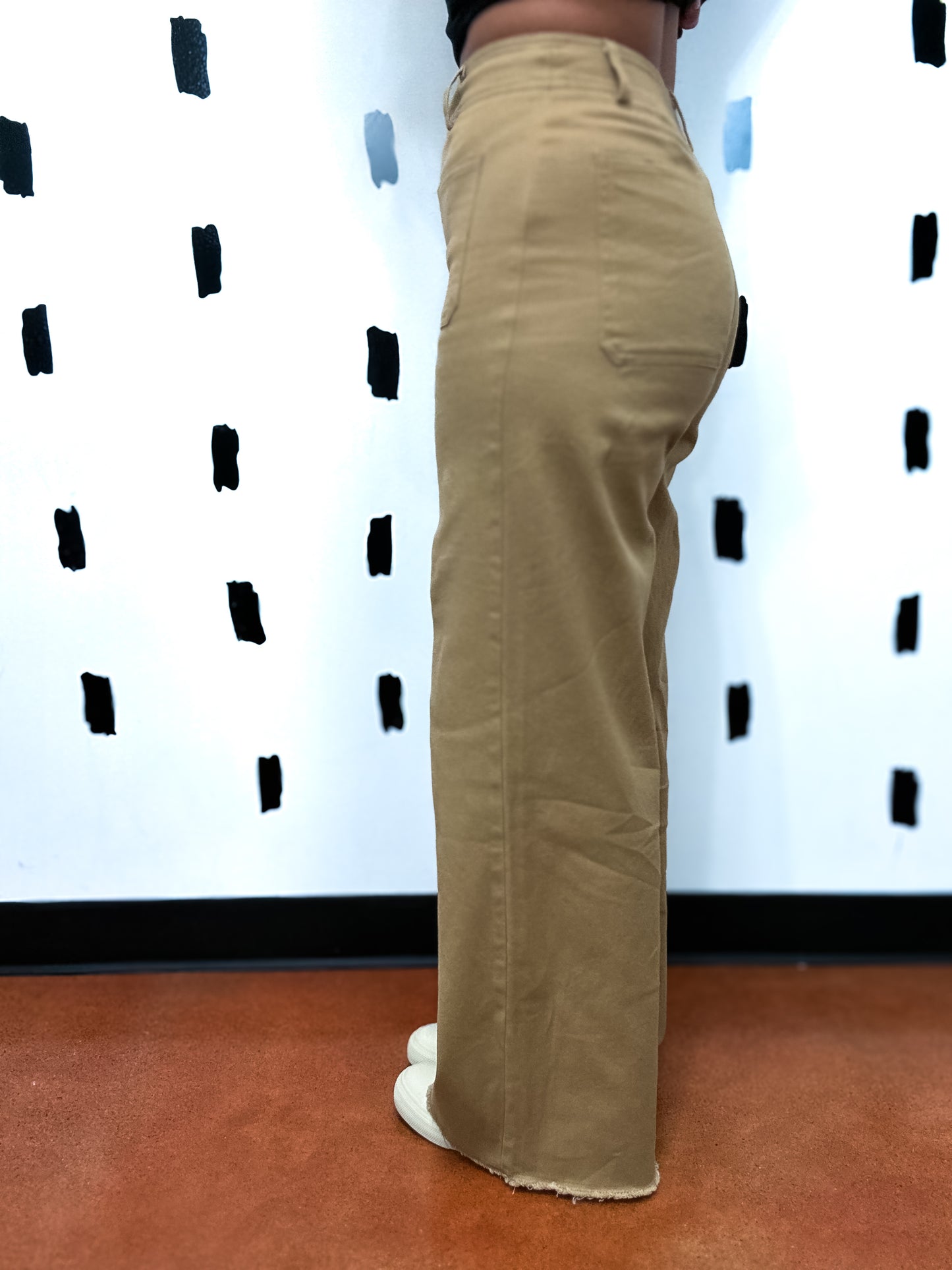 Sand Wide Leg High Waisted Pants