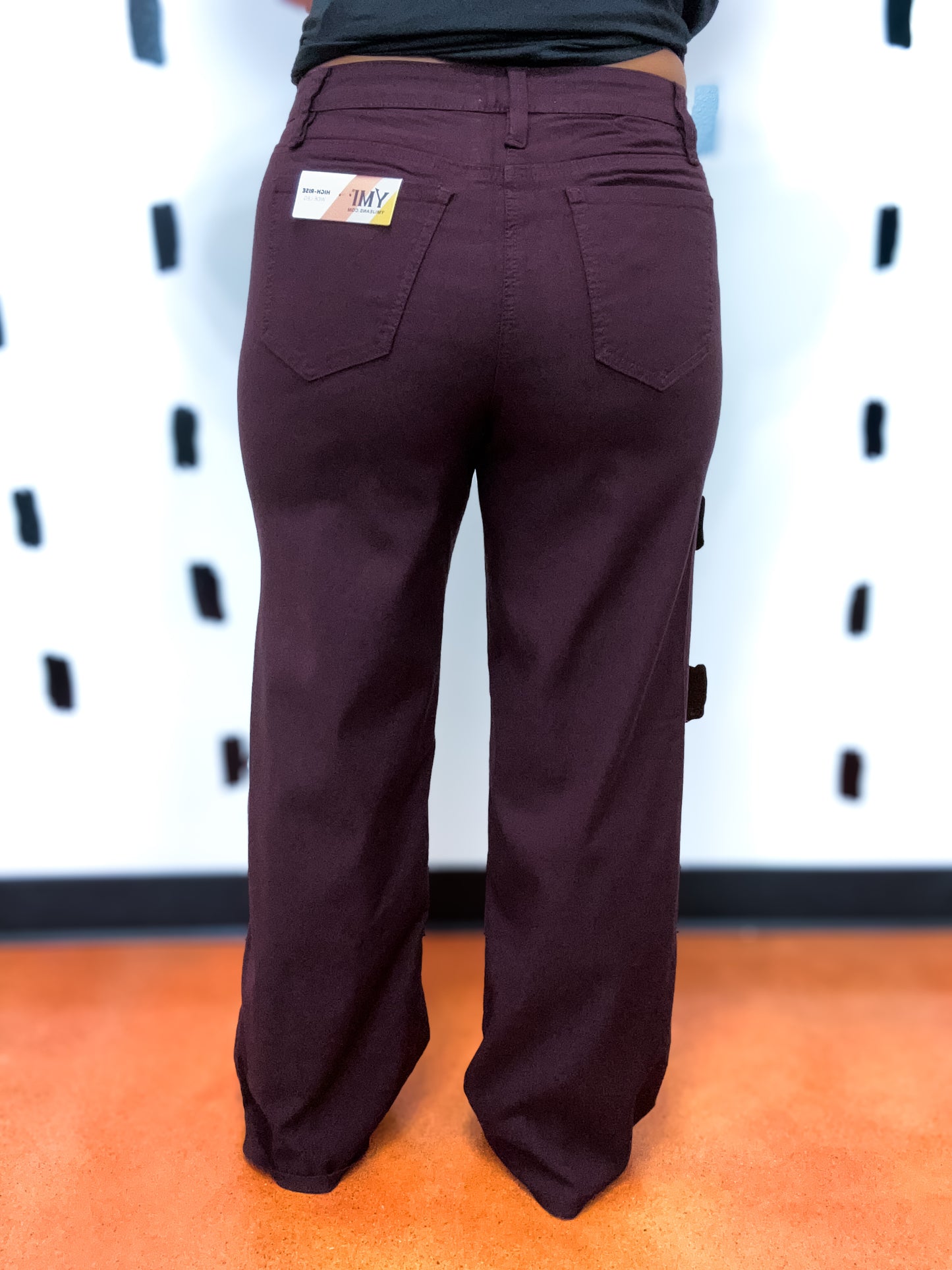 Dark Plum High Rise Wide Leg Pants