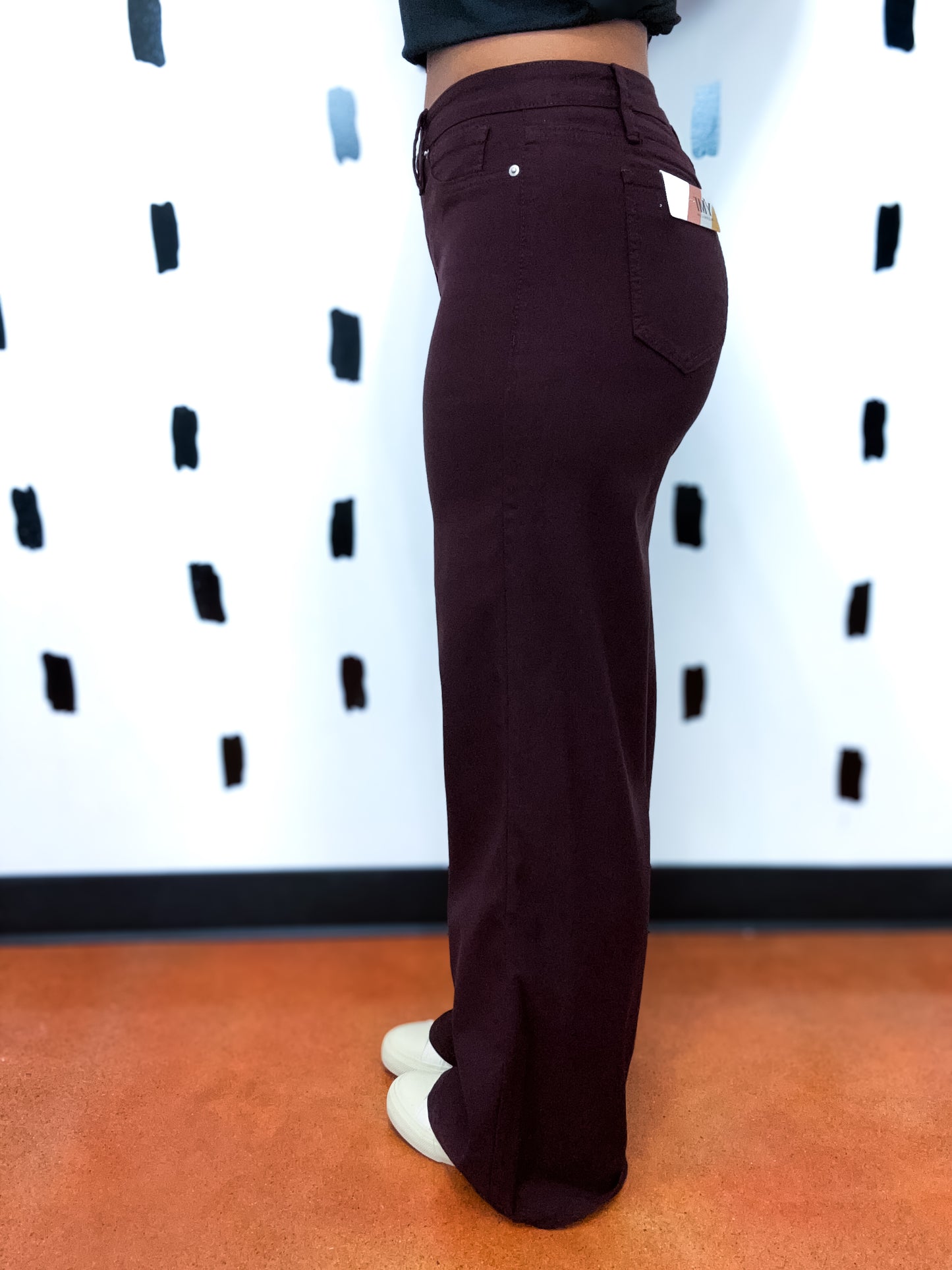 Dark Plum High Rise Wide Leg Pants