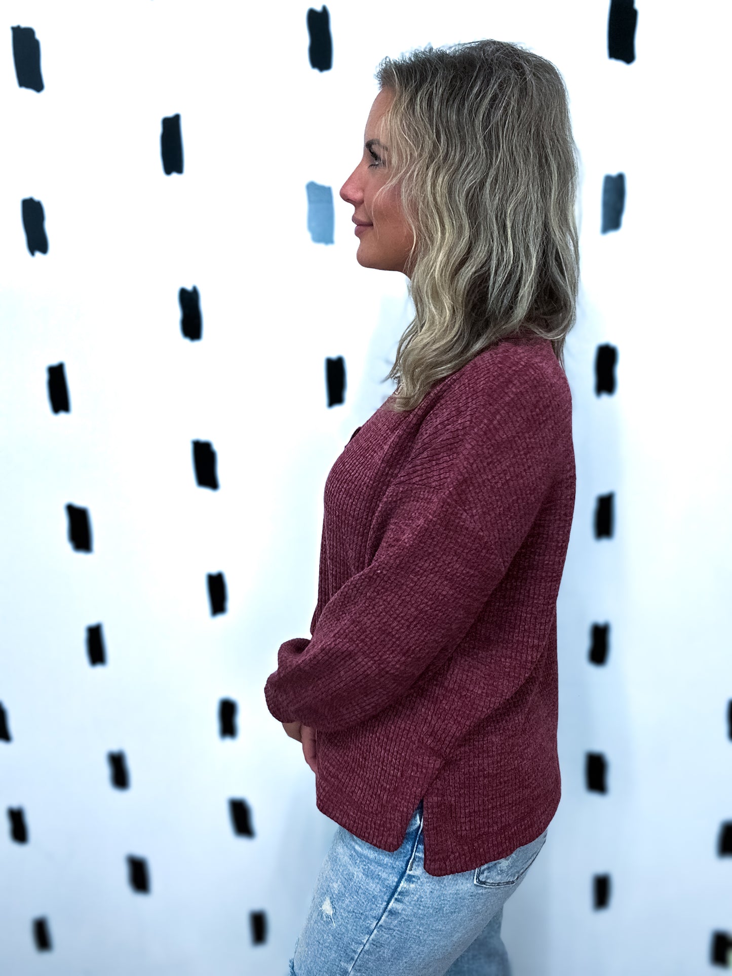 Ribbed Pocket Long Sleeve Top