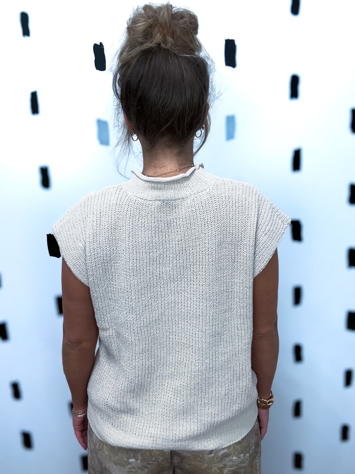 Ecru Soft Knit Sweater Vest Top