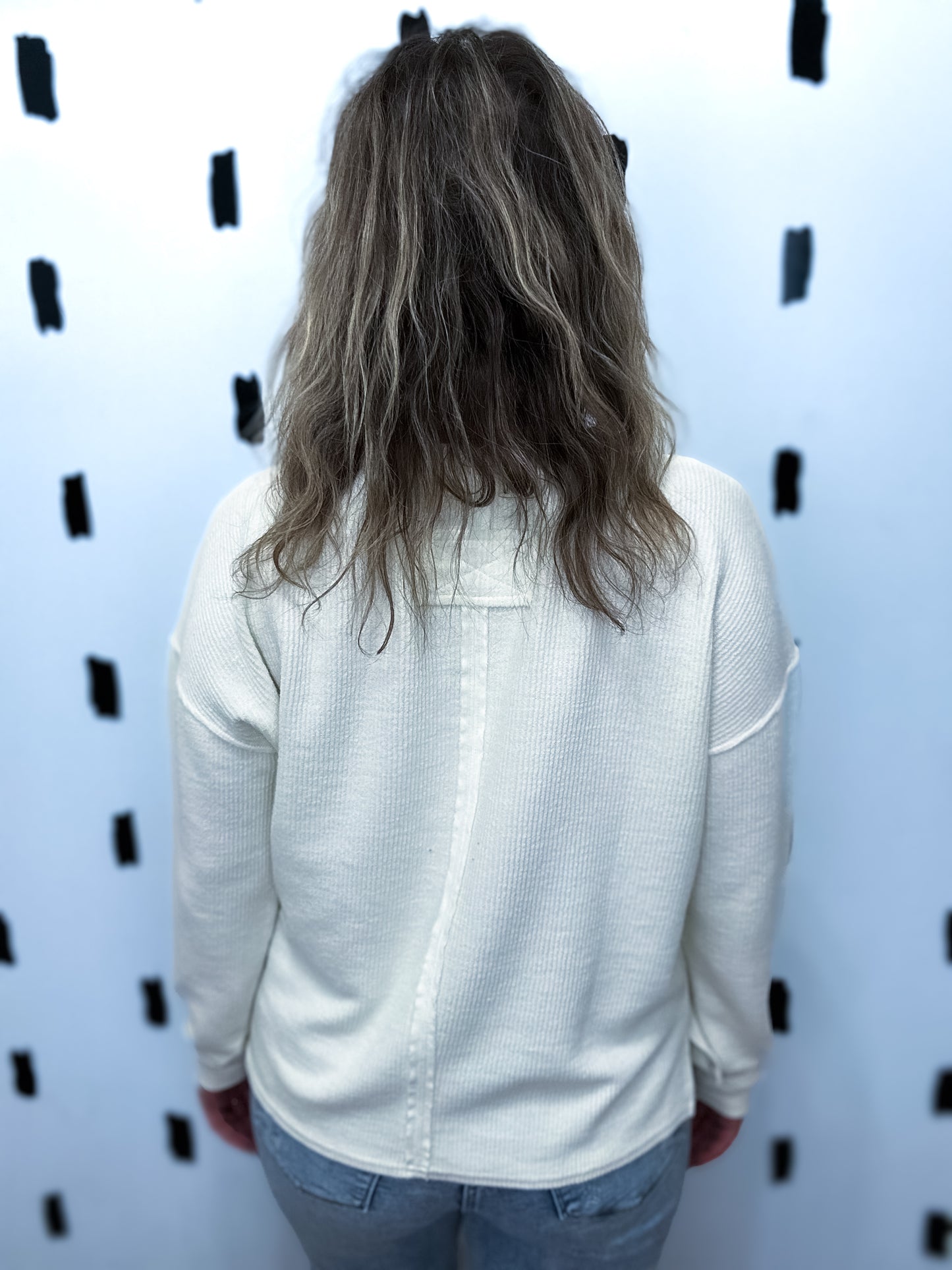 Ribbed Pocket Long Sleeve Top